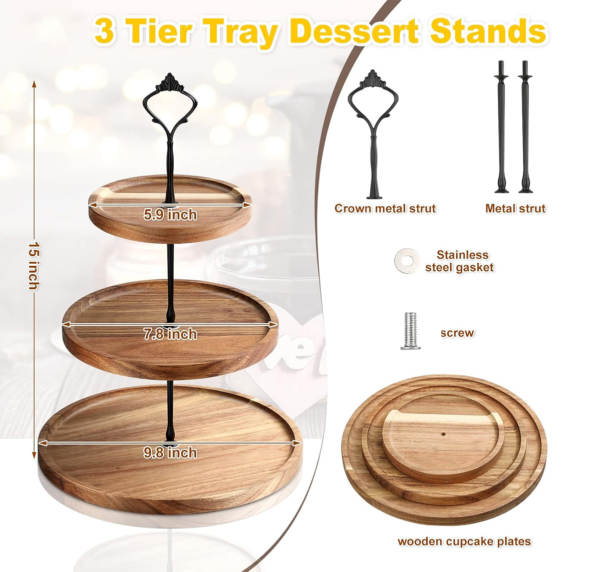 Dessert Cupcake Stand 3 Tier Cup Cake Holder Tower Tiered Serving Tray
